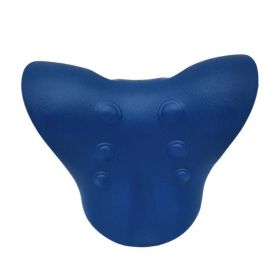 Pain Relief Spinal Correction Cervical Stretch Muscle Relaxation Traction Neck Stretch Shoulder Massage Pillow (Color: Dark Blue)